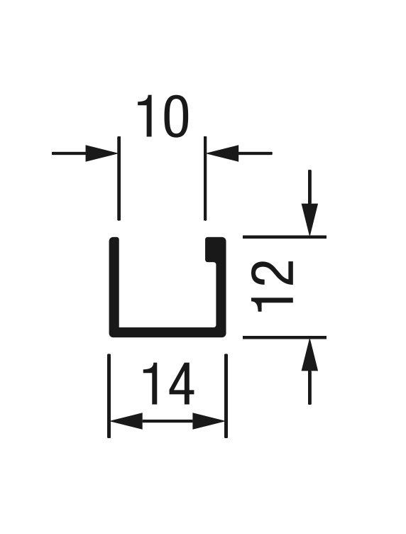 U-Profil, 10 mm mindestens, weiß (2-4) M/L